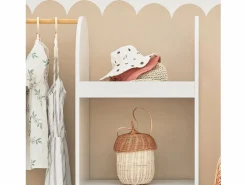Outlet Sobuy Armario Infantil con 3 Ganchos, 1 Cesta y 1 Percha Mueble Organizador Juguetes y Ropa 97 x 35 x 108 cm KMB40-W ES Blanco