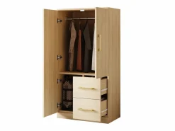 Merax Armario infantil de 2 puertas con 2 cajones y compartimentos de almacenaje - 70 x 45 x 135 cm - madera - natural