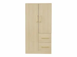 Merax Armario infantil de 2 puertas con 2 cajones y compartimentos de almacenaje - 70 x 45 x 135 cm - madera - natural
