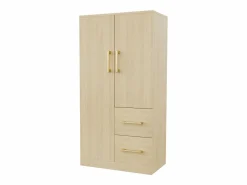 Merax Armario infantil de 2 puertas con 2 cajones y compartimentos de almacenaje - 70 x 45 x 135 cm - madera - natural