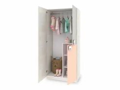 duehome Armario juvenil Kenia Blanco Alpes - Rosa y Gris