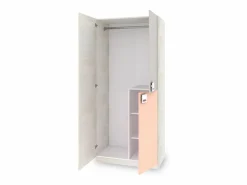 duehome Armario juvenil Kenia Blanco Alpes - Rosa y Gris