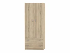 Armario Juvenil Turín 2 Blanco Brillo o Roble Cambrian 74x180 cm