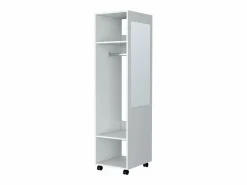 New TuHome Armario Kronospan en melamina , tres estantes , barra para colgar ropa y espejo incluido , , 160 cm X 40 cm X 48 cm Blanco