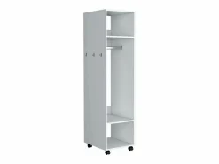 New TuHome Armario Kronospan en melamina , tres estantes , barra para colgar ropa y espejo incluido , , 160 cm X 40 cm X 48 cm Blanco