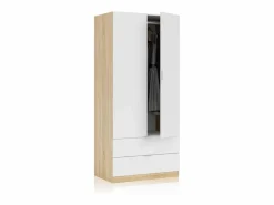 Sale Armario Lark 2 Puertas 2 Cajones Blanco Artik (Blanco Mate) - Roble Canadian Armario