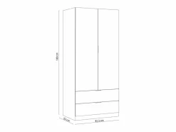Sale Armario Lark 2 Puertas 2 Cajones Blanco Artik (Blanco Mate) - Roble Canadian Armario