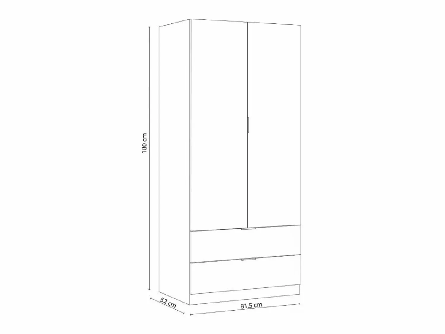 Sale Armario Lark 2 Puertas 2 Cajones Blanco Artik (Blanco Mate) - Roble Canadian Armario