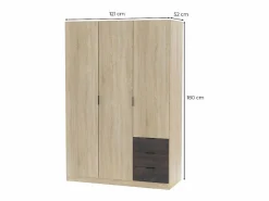 Hot Armario LC 3 puertas + 3 cajones roble/oxido 180x121x52 cm Armario