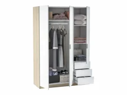 Online Armario LC 3 puertas + 3 cajones roble/blanco 180x121x52 cm Muebles Niño|Armario