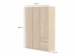 Online Armario LC 3 puertas + 3 cajones roble/blanco 180x121x52 cm Muebles Niño|Armario