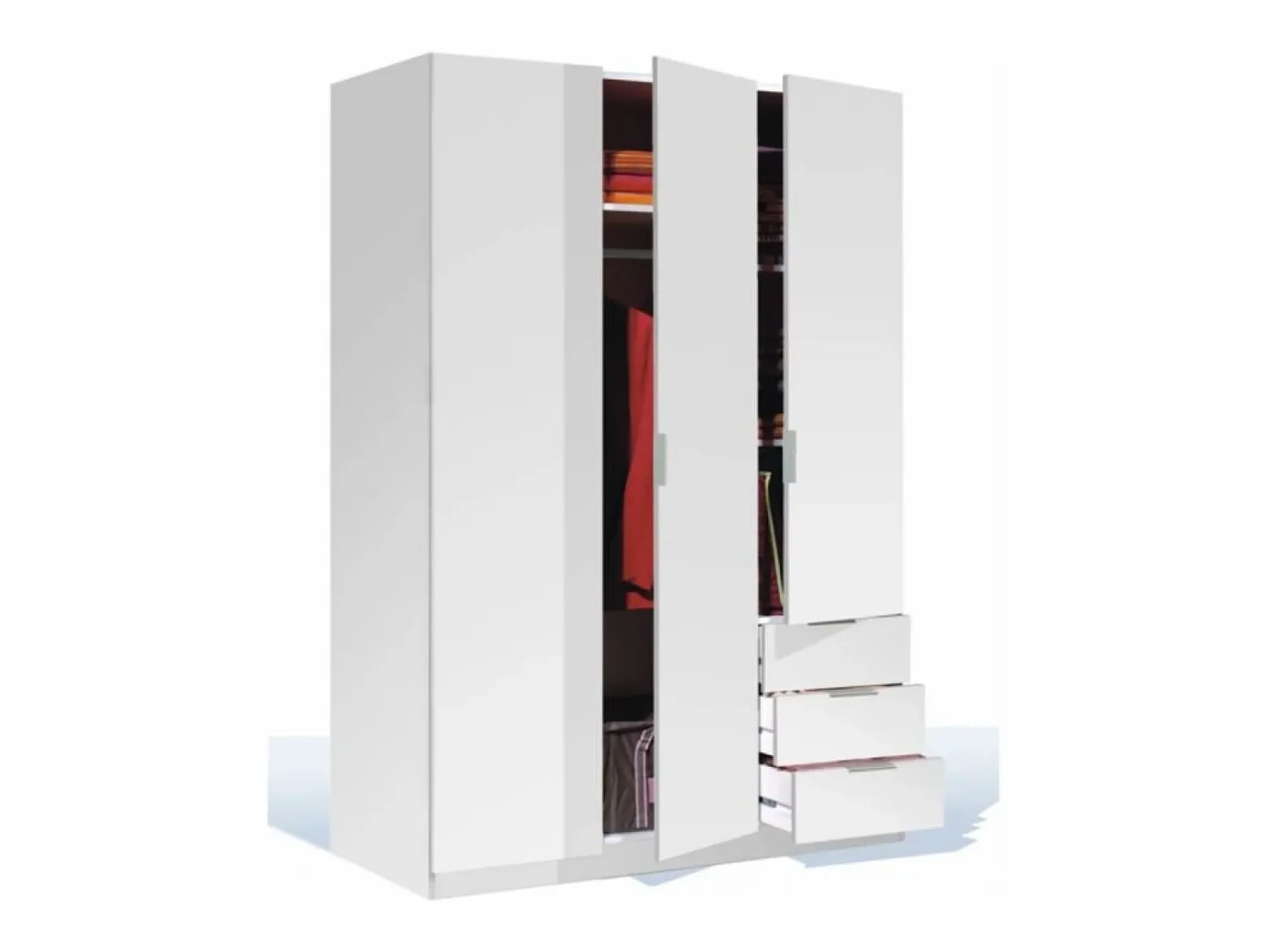 Loungitude Armario LC 3 puertas + 3 cajones 180x121x52 cm