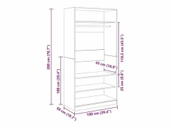 Clearance Armario madera contrachapada color roble Sonoma 100x50x200 cm Armario
