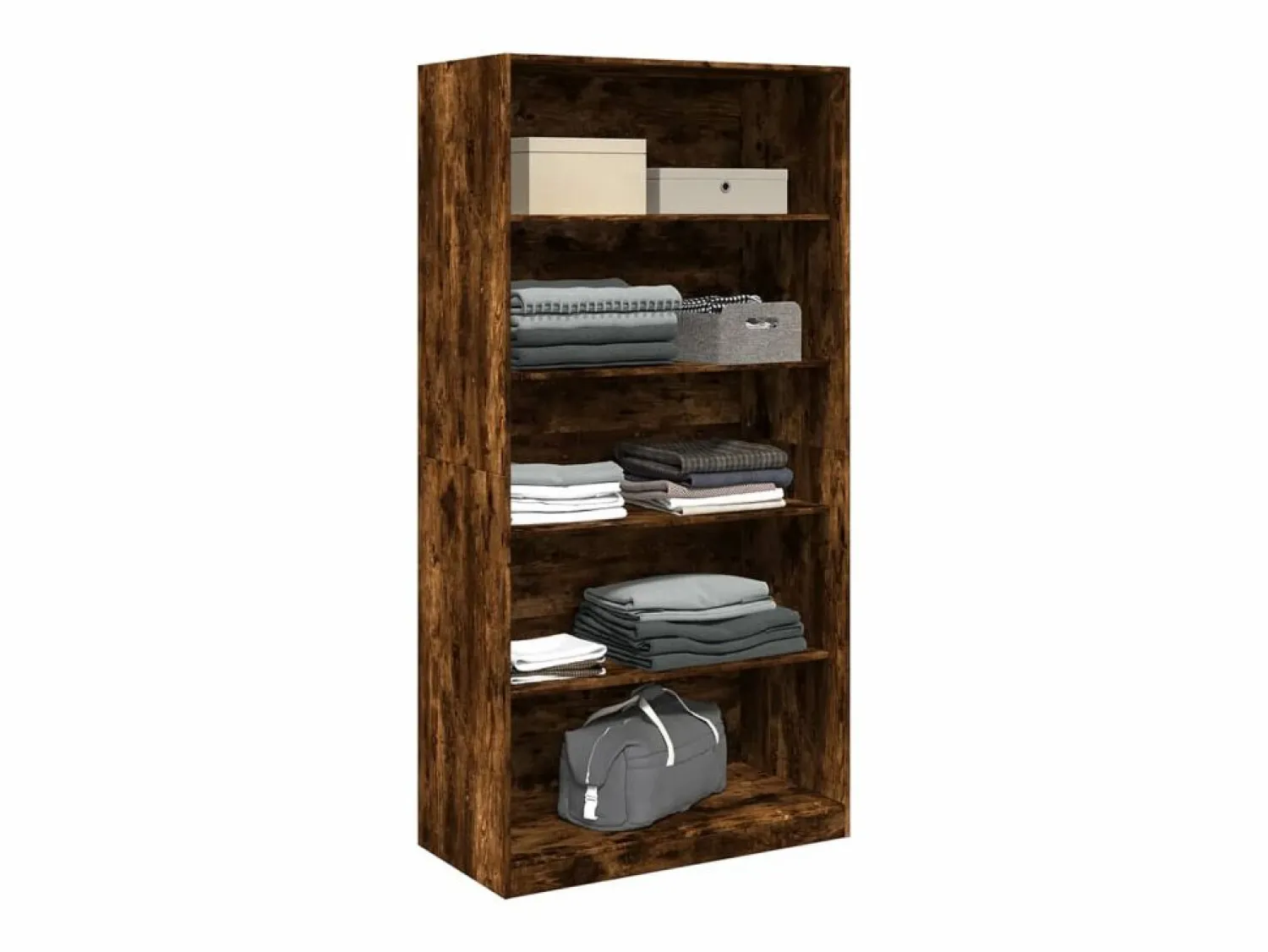 Clearance Armario madera contrachapada color roble ahumado 100x50x200 cm ES660985 Marru00f3n