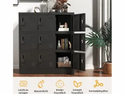 Clearance Armario metálico de 9 puertas, taquilla de almacenamiento segura para oficina, escuela y gimnasio, de metal, (90 x 40 x 100 cm) Armario Oficina