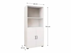 Catter house Armario Multiusos CATTERHOUSE Atenas 143 de 60x32x143 cm con 2 Baldas, 2 Puertas Inferiores y de Color