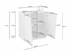 Armario multiusos Easy con 2 puertas mate 79,20x38x86 cm