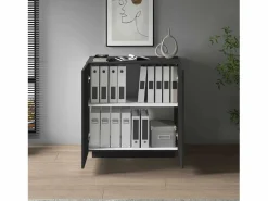 New Armario multiusos Easy con 2 puertas, color antracita mate, 79,20 x 38 x 86 cm Armario Oficina