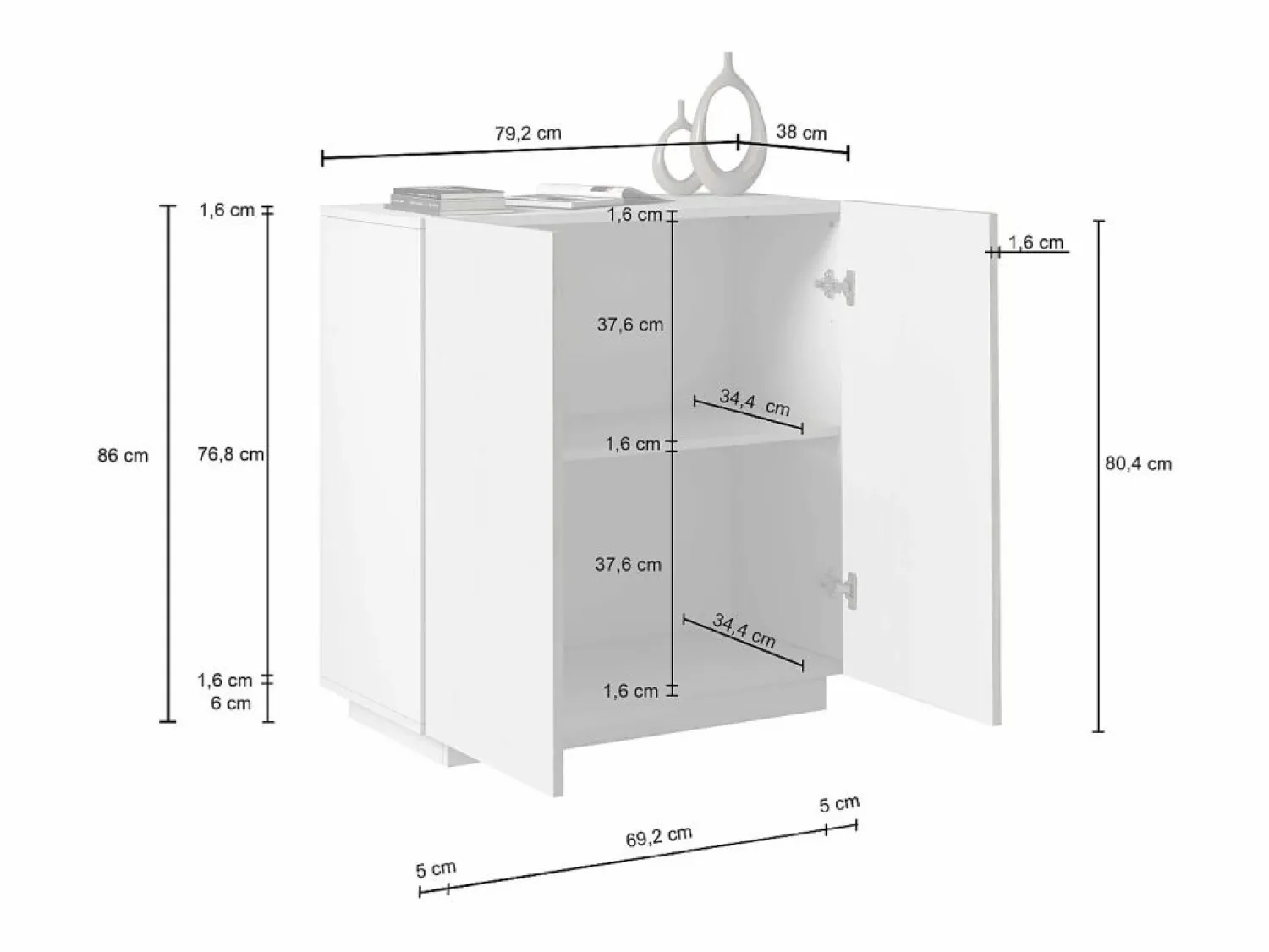 New Armario multiusos Easy con 2 puertas, color antracita mate, 79,20 x 38 x 86 cm Armario Oficina
