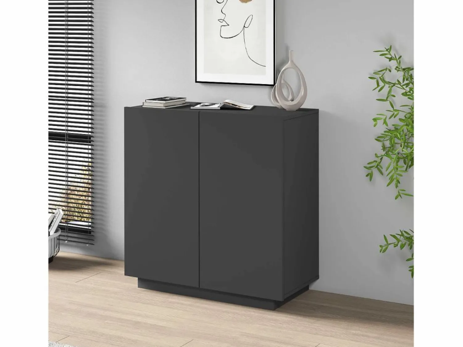 New Armario multiusos Easy con 2 puertas, color antracita mate, 79,20 x 38 x 86 cm Armario Oficina