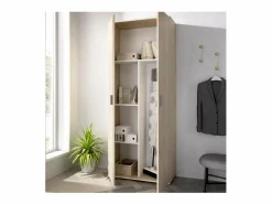 Armario multiusos en acabado Natural multiusos 2 puertas escobero 78 cm(ancho) 190 cm(altu