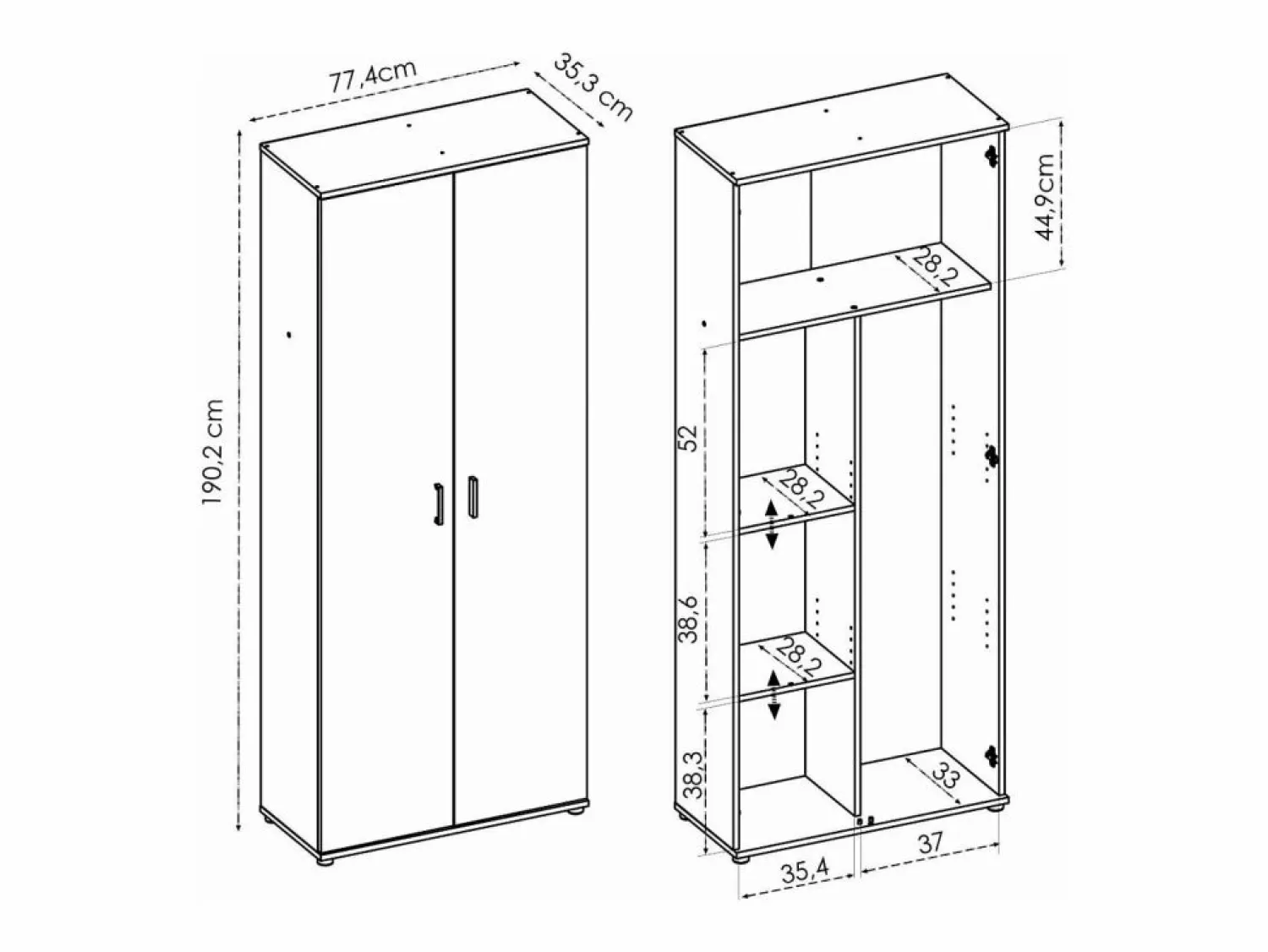 Armario multiusos en acabado Natural multiusos 2 puertas escobero 78 cm(ancho) 190 cm(altu
