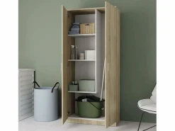Armario Multiusos Escobero 1 Estante Superior Altura Roble Cambrian 180x80x35cm Marru00f3n