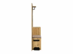 New Armario natural con 2 puertas, espejo, paragüero y banco zapatero, multifuncional 115 x 37 x 185 Armario De Entrada