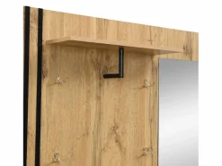 New Armario natural con 2 puertas, espejo, paragüero y banco zapatero, multifuncional 115 x 37 x 185 Armario De Entrada