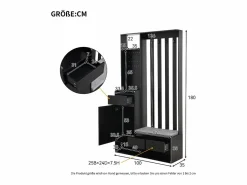 Clearance Hauss Spole Armario con 3 cajones, 1 puerta, 4 ganchos y panel perforado, 100 x 35 x 180 cm Negro