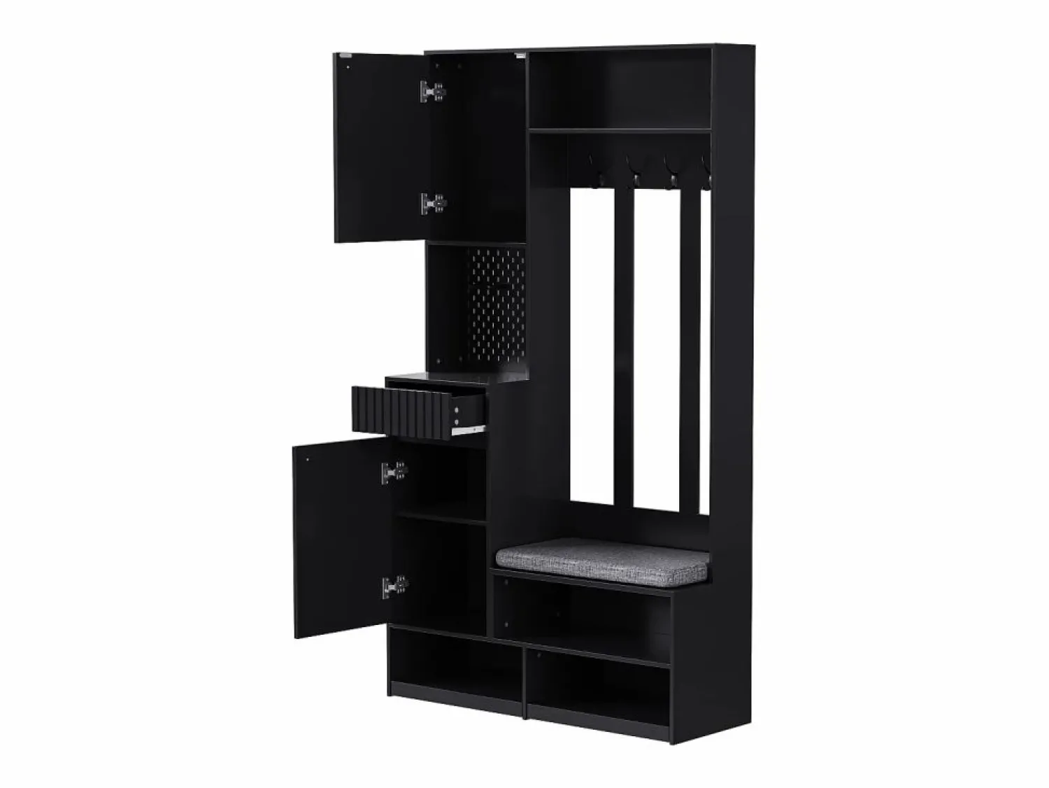 Hauss Spole Armario con 1 puerta, 2 cajones, 4 ganchos y 1 banco 100x35x180 cm