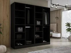 Best Armario: Negro Grafito / Roble Wotan, 200 x 200 x 51 cm Armario Abierto, Vestidor