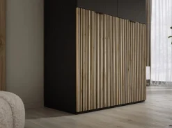 Armario: Negro Grafito / Roble Wotan, 100 x 200 x 51 cm