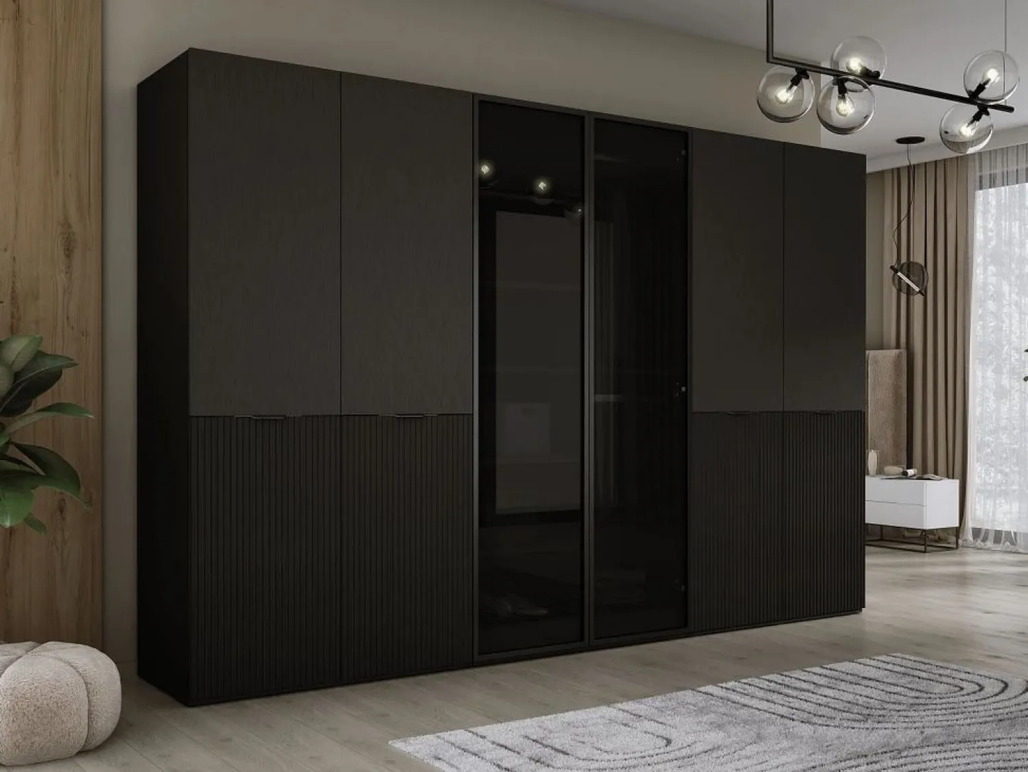 Discount Armario: Grafito / Vidrio Antisol, 300 x 200 x 51 cm Armario Abierto, Vestidor