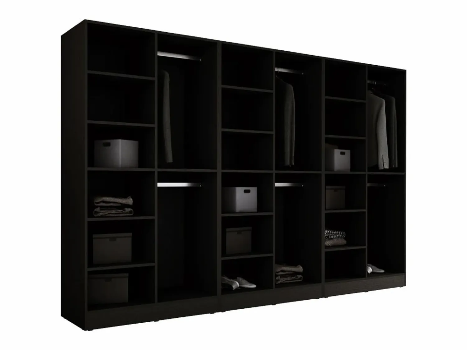 Discount Armario: Grafito / Vidrio Antisol, 300 x 200 x 51 cm Armario Abierto, Vestidor