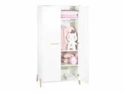 Armario para bebé de 2 puertas con patas de madera blanca