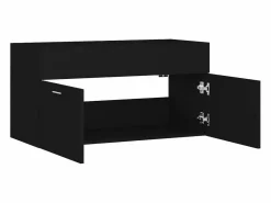 vidaxl Armario para lavabo madera contrachapada 90x38,5x46 cm Negro