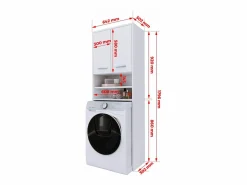 Discount Armario para lavadora, 2 armarios, 180 x 64 x 30 cm, mate Blanco