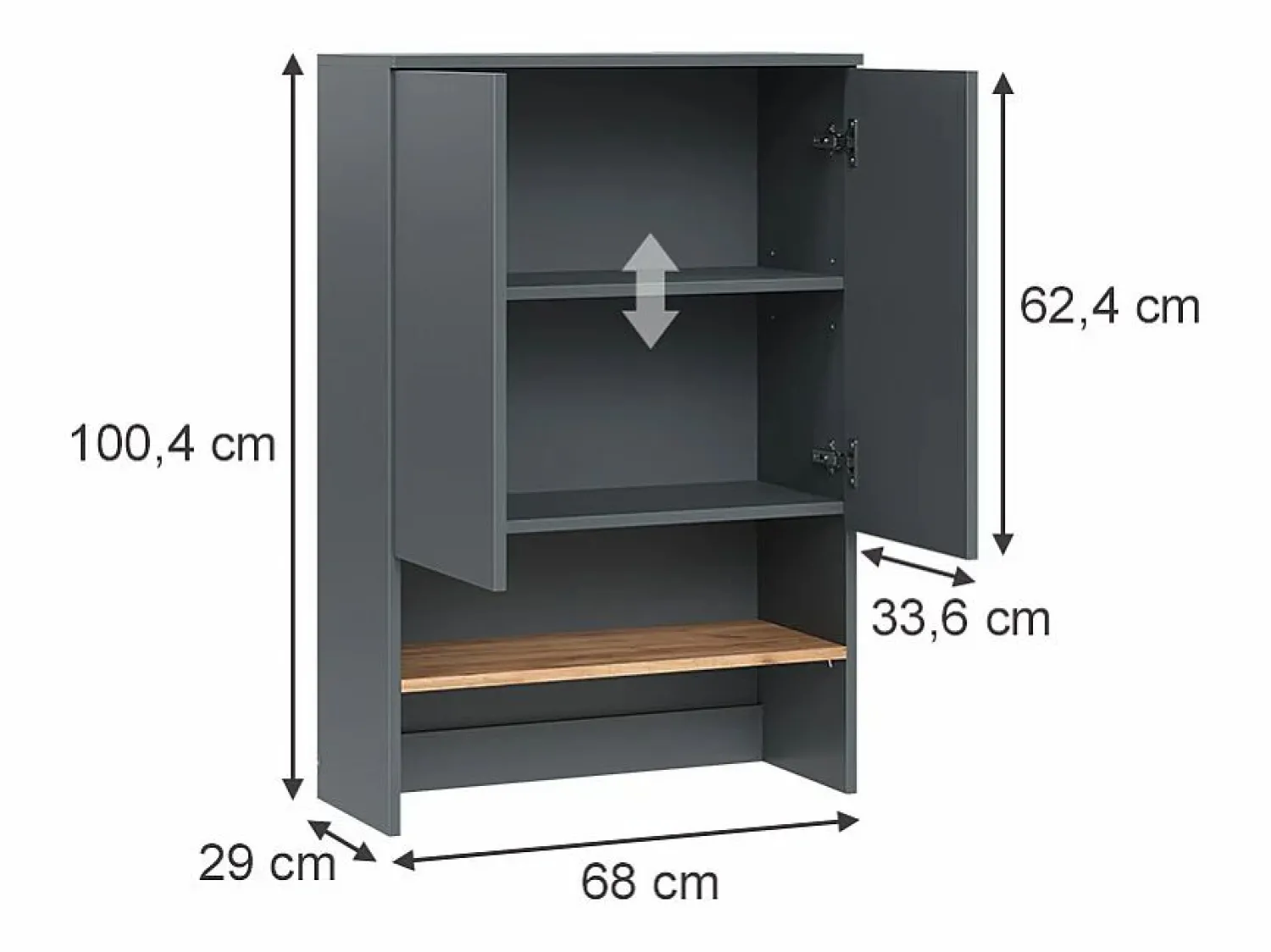 Outlet Armario para lavadora antracita/roble dorado 68x29x100.4 viktor Mueble Para Lavadora