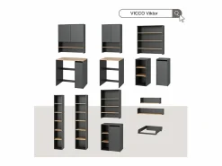 Clearance Armario para lavadora antracita/roble dorado 68x60x88.2 viktor Mueble Para Lavadora