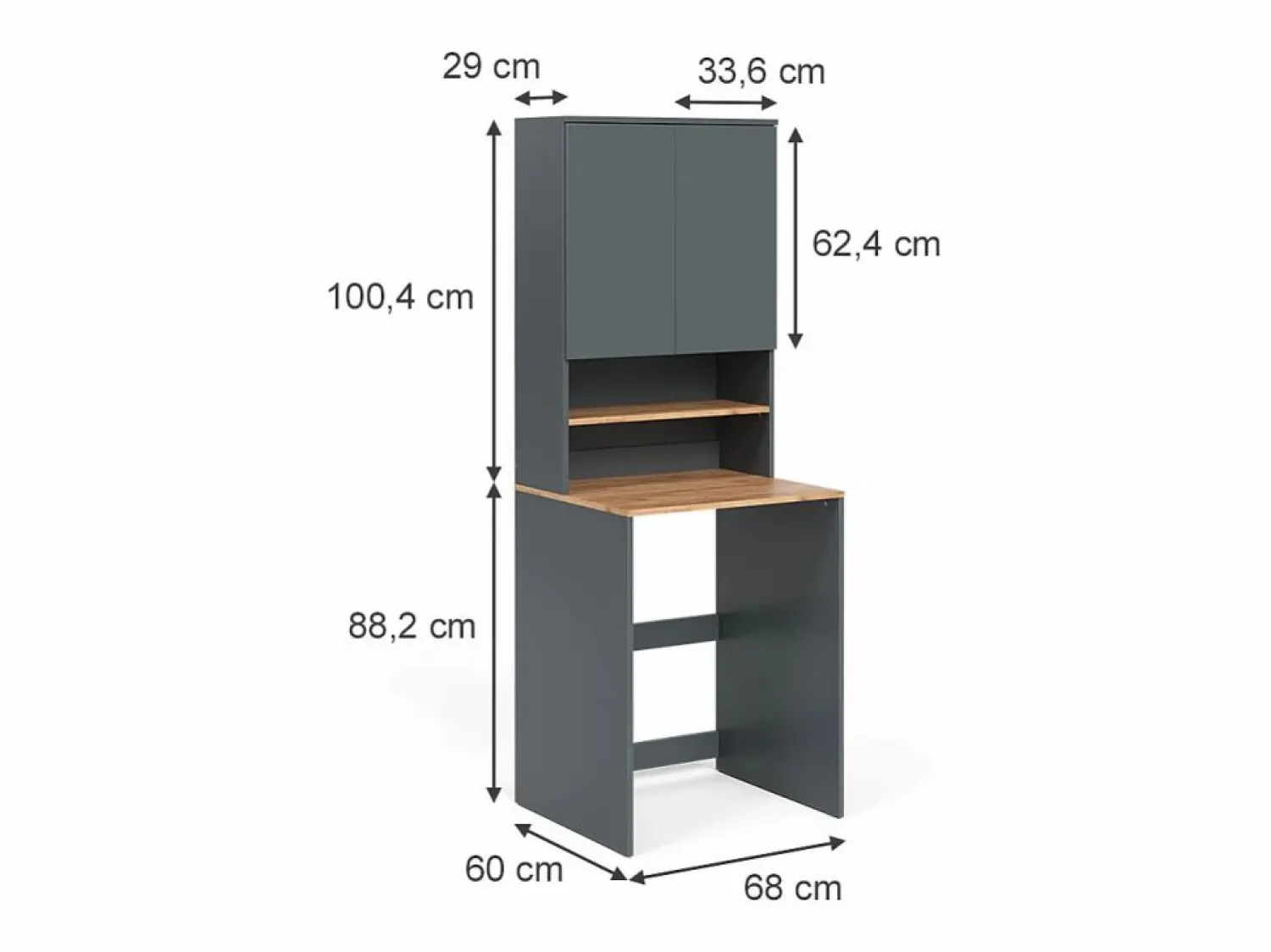 Vicco Armario para lavadora antracita/roble dorado 68x60x88.2 viktor