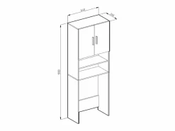 Vicco Armario para lavadora 64x26x190 Blanco