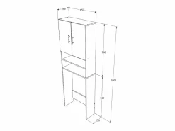 Armario para lavadora haaus Fyn, Sonoma Roble/Blanco, 65 x 27 x 190 cm