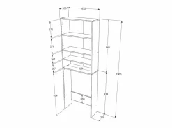 Armario para lavadora haaus Fyn, Sonoma Roble/Blanco, 65 x 27 x 190 cm