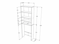 Best Armario para lavadora haaus Fyn, Hormigón/Blanco, 65 x 27 x 190 cm Gris