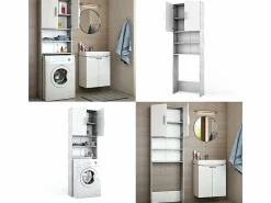 Vicco Armario para lavadora hormigón 64x26x190 Gris claro