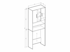 Vicco Armario para lavadora hormigón 64x25.6x190 luis