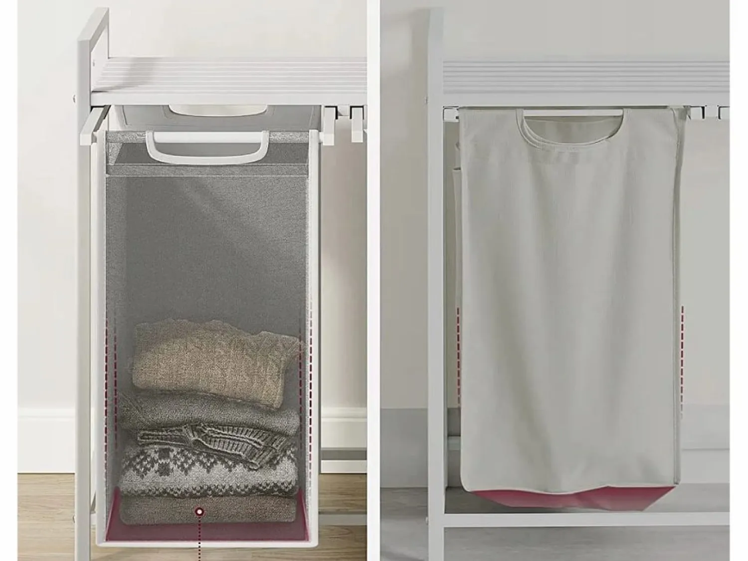 Hot Armario para ropa sucia Valora de 2 compartimentos, , 92 l, para baños Cesto De Ropa
