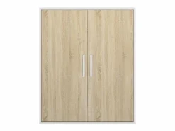 Sale Armario para techo abuhardillado 2 puertas en color blanco y natural - ADEZIO Mueble De Almacenaje|Armario Para Buhardilla