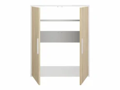 Sale Armario para techo abuhardillado 2 puertas en color blanco y natural - ADEZIO Mueble De Almacenaje|Armario Para Buhardilla